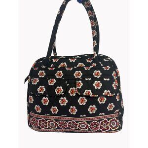 Vera Bradley Pirouette Retired Handbag Black Red Floral 13x10x5 multiple pockets